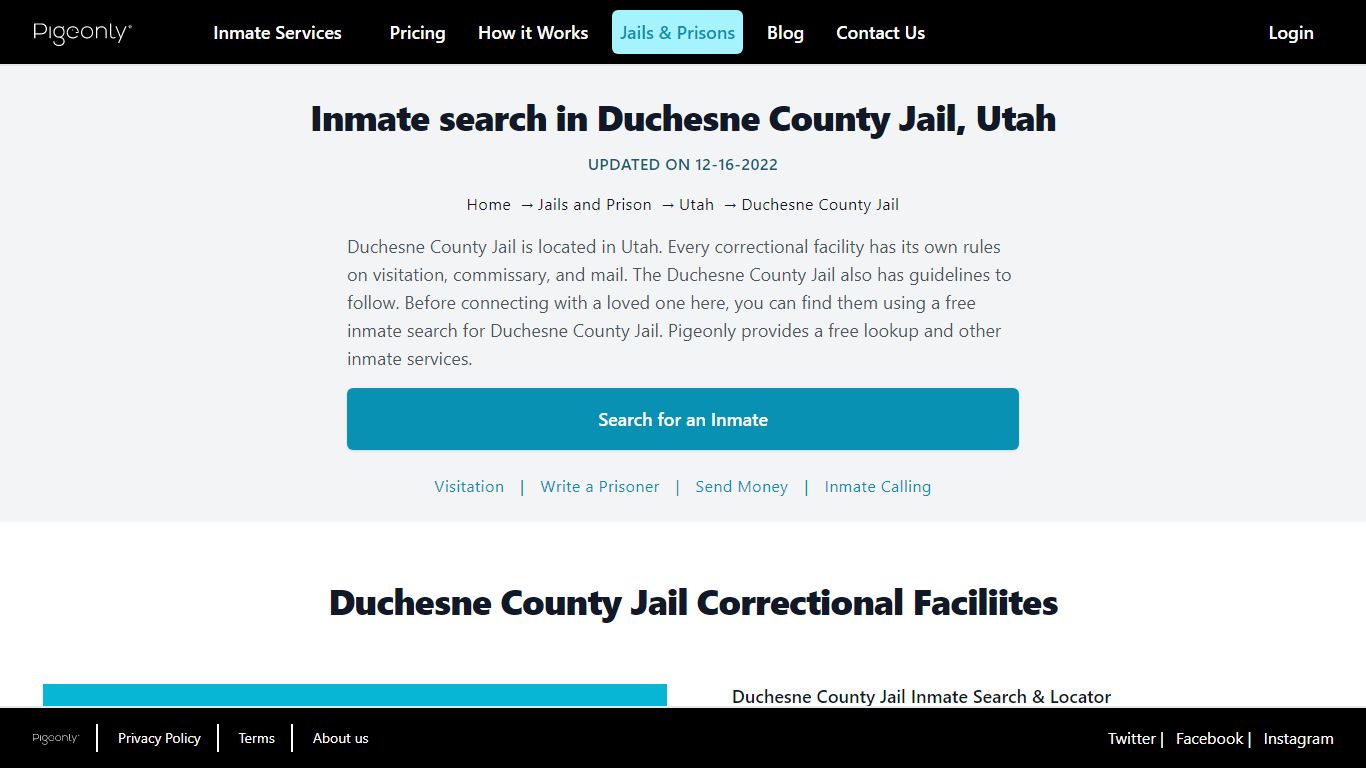 Inmate Search Duchesne County Jail, Utah | Pigeonly